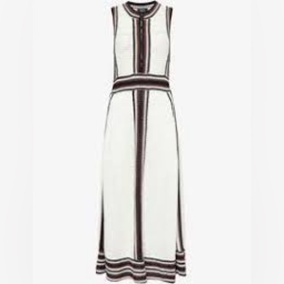 EB Luxe Los Angeles Blk/Wht/Purple Open Weave Crochet Maxi Dress M - Picture 5 of 12